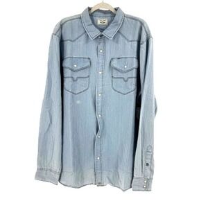 Kimes Ranch Chambray Denim Pearl Snap Shirt Men's XXL Yellowstone Landman NEW